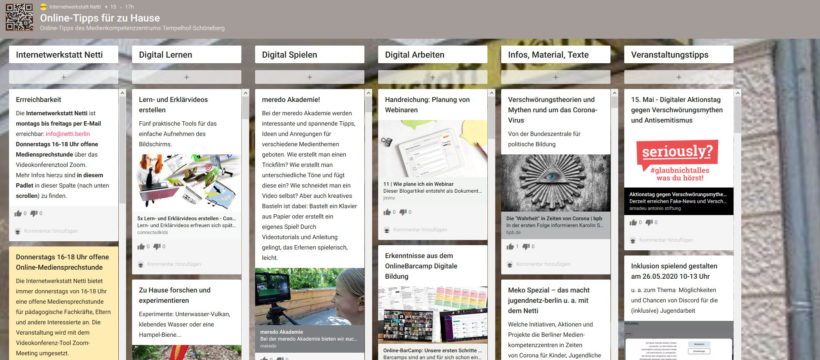 Screenshot Netti Corona Padlet